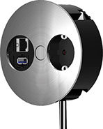 Anschlussmodul wird in Tischplatte  eingelassen